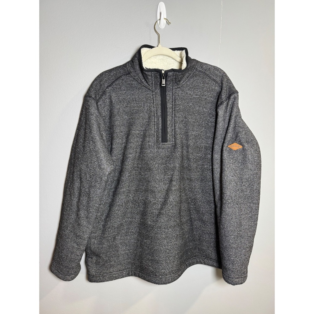 ORVIS Men's Textured Herringbone Sherpa Lined Quarter Zip Pullover Sweater XL‎